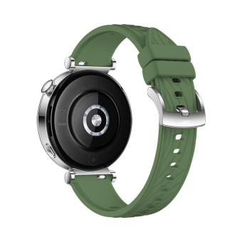 Kalebol 18mm Universal Textured Silicone Silver Buckle Strap(Spruce Green)