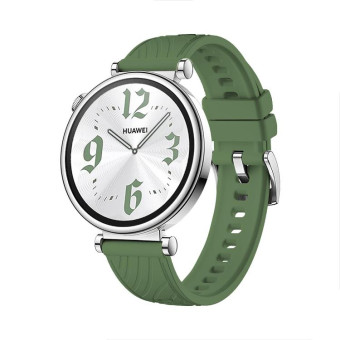 Kalebol 18mm Universal Textured Silicone Silver Buckle Strap(Spruce Green)