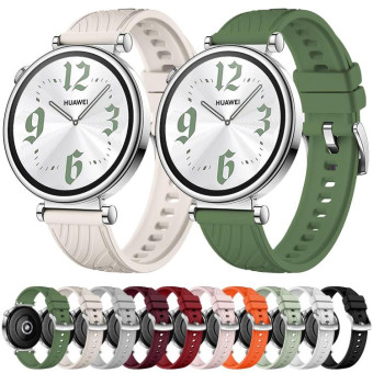 Kalebol 18mm Universal Textured Silicone Silver Buckle Strap(Red)