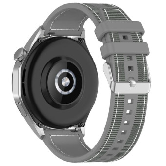 22mm Kalebol Ordinary Silver Buckle Hybrid Nylon Braid Silicone Watch Band(Grey)