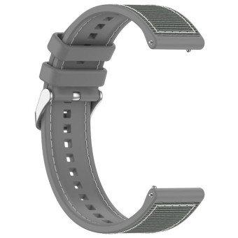 22mm Kalebol Ordinary Silver Buckle Hybrid Nylon Braid Silicone Watch Band(Grey)