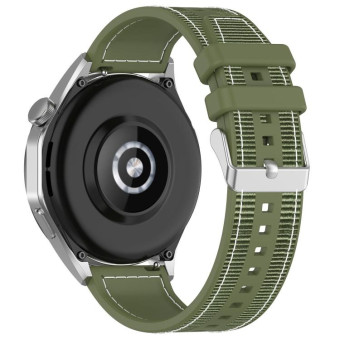 22mm Kalebol Ordinary Silver Buckle Hybrid Nylon Braid Silicone Watch Band(Green)