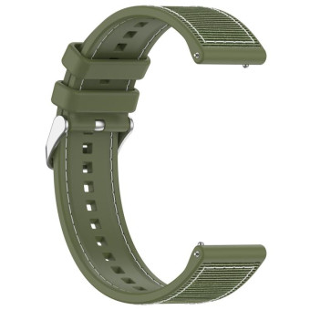 22mm Kalebol Ordinary Silver Buckle Hybrid Nylon Braid Silicone Watch Band(Green)