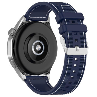 22mm Kalebol Ordinary Silver Buckle Hybrid Nylon Braid Silicone Watch Band(Midnight Blue)