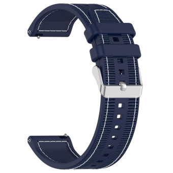 22mm Kalebol Ordinary Silver Buckle Hybrid Nylon Braid Silicone Watch Band(Midnight Blue)