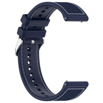 22mm Kalebol Ordinary Silver Buckle Hybrid Nylon Braid Silicone Watch Band(Midnight Blue)