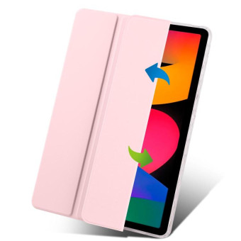 For Xiaomi Redmi Pad SE 11 3-Fold Clear Acrylic Leather Tablet Case(Pink)