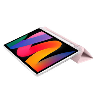 For Xiaomi Redmi Pad SE 11 3-Fold Clear Acrylic Leather Tablet Case(Pink)