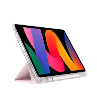 For Xiaomi Redmi Pad SE 11 3-Fold Clear Acrylic Leather Tablet Case(Pink)