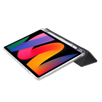 For Xiaomi Redmi Pad SE 11 3-Fold Clear Acrylic Leather Tablet Case(Black)