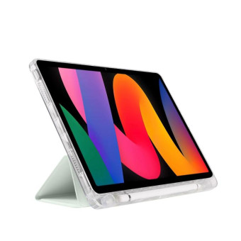 For Xiaomi Redmi Pad SE 11 3-Fold Clear Acrylic Leather Tablet Case(Light Green)