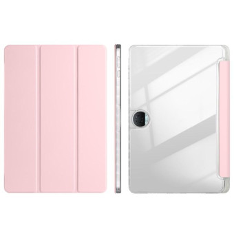 For Honor Pad 9 3-Fold Clear Acrylic Leather Tablet Case(Pink)