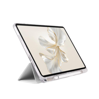 For Honor Pad 9 3-Fold Clear Acrylic Leather Tablet Case(Gray)