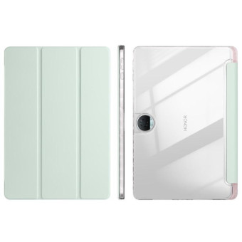 For Honor Pad 9 3-Fold Clear Acrylic Leather Tablet Case(Light Green)