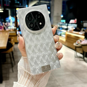 For OPPO Find N5 Transparent Edge Peacock Texture Phone Case(Gray)