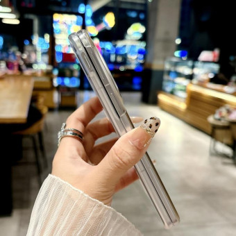 For OPPO Find N5 Transparent Edge Peacock Texture Phone Case(Gray)