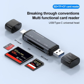 ADS-318 Type-C 5 in 1 Multi-Function Card Reader(Grey)