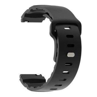 22mm Solid Color Reverse Buckle Fluororubber Watch Band(Black)