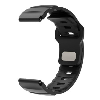 22mm Solid Color Reverse Buckle Fluororubber Watch Band(Black)