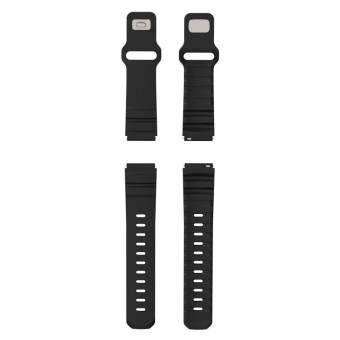 22mm Solid Color Reverse Buckle Fluororubber Watch Band(Black)