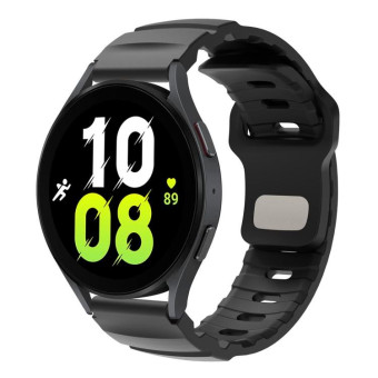 22mm Solid Color Reverse Buckle Fluororubber Watch Band(Black)