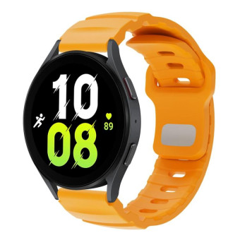 22mm Solid Color Reverse Buckle Fluororubber Watch Band(Yellow)