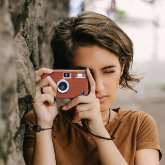 For Kodak EKTAR H35 Litchi Texture Soft Silicone Protective Case(Purple)