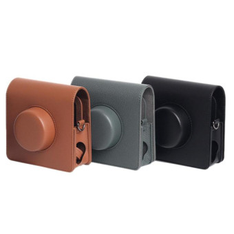 For FUJIFILM instax WIDE Evo Full Body Leather Camera Case Bag with Strap(Grey)