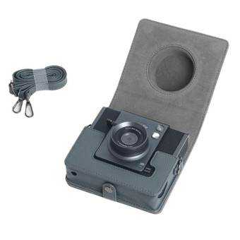 For FUJIFILM instax WIDE Evo Full Body Leather Camera Case Bag with Strap(Grey)