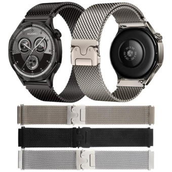 22mm Parachute Buckle Milanese Metal Steel Mesh Watch Band(Silver)