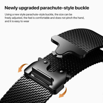 22mm Parachute Buckle Milanese Metal Steel Mesh Watch Band(Silver)