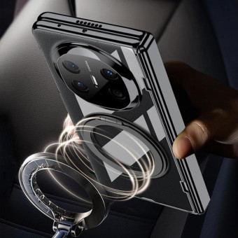For Huawei Mate X6 GKK Integrated Magnetic Folding Hinge Ultra-thin Phantom Phone Case with Rotating Stand(Black)