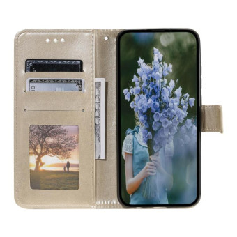 For Sony Xperia 1 VII Totem Flower Embossed Leather Phone Case with Lanyard(Gold)