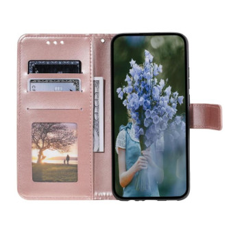 For Sony Xperia 1 VII Totem Flower Embossed Leather Phone Case with Lanyard(Rose Gold)