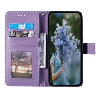 For Sony Xperia 1 VII Totem Flower Embossed Leather Phone Case with Lanyard(Purple)