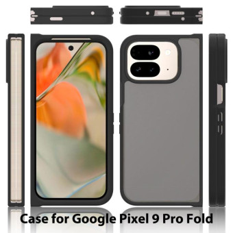 For Google Pixel 9 Pro Fold Skin Feel TPU Hybrid PC Phone Case(Black)