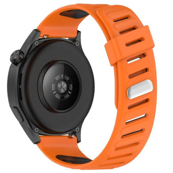 22mm Slanted Hole Two Color Silicone Watch Band(Orange Black)
