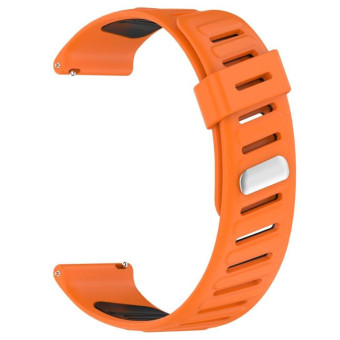 22mm Slanted Hole Two Color Silicone Watch Band(Orange Black)