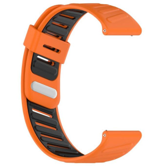 22mm Slanted Hole Two Color Silicone Watch Band(Orange Black)