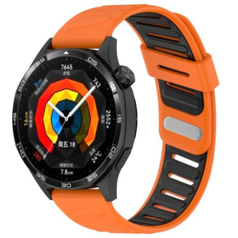 22mm Slanted Hole Two Color Silicone Watch Band(Orange Black)