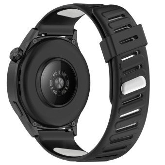 22mm Slanted Hole Two Color Silicone Watch Band(Black White)