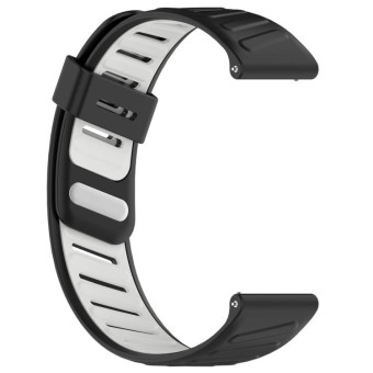 22mm Slanted Hole Two Color Silicone Watch Band(Black White)
