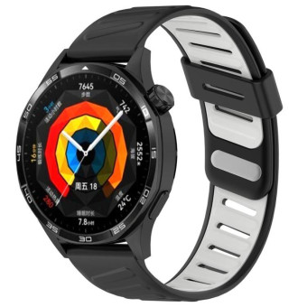 22mm Slanted Hole Two Color Silicone Watch Band(Black White)
