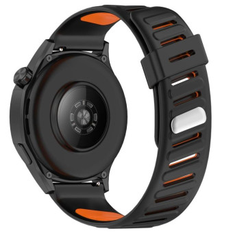 22mm Slanted Hole Two Color Silicone Watch Band(Black Orange)