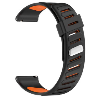 22mm Slanted Hole Two Color Silicone Watch Band(Black Orange)