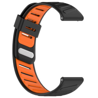 22mm Slanted Hole Two Color Silicone Watch Band(Black Orange)