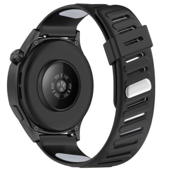 22mm Slanted Hole Two Color Silicone Watch Band(Black Grey)