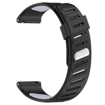22mm Slanted Hole Two Color Silicone Watch Band(Black Grey)