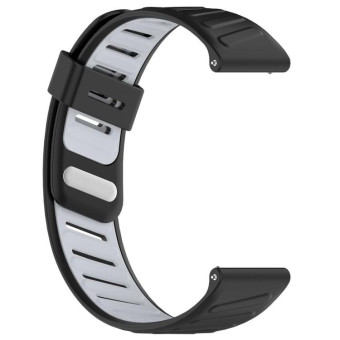 22mm Slanted Hole Two Color Silicone Watch Band(Black Grey)