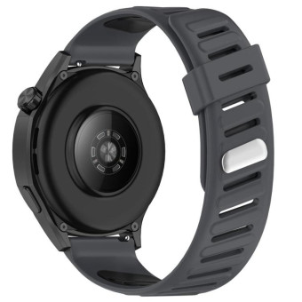 22mm Slanted Hole Two Color Silicone Watch Band(Grey Black)